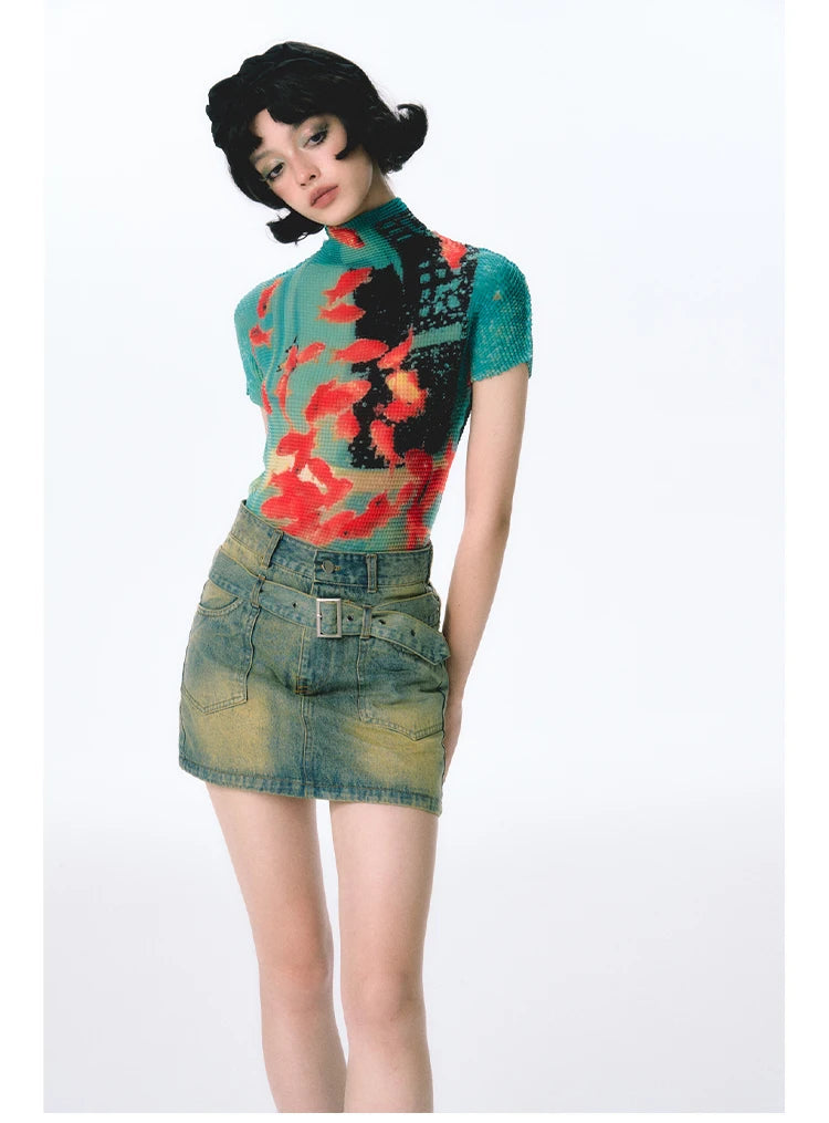Tricou Bodycon Tie Dye pentru Femei — Model Colorat