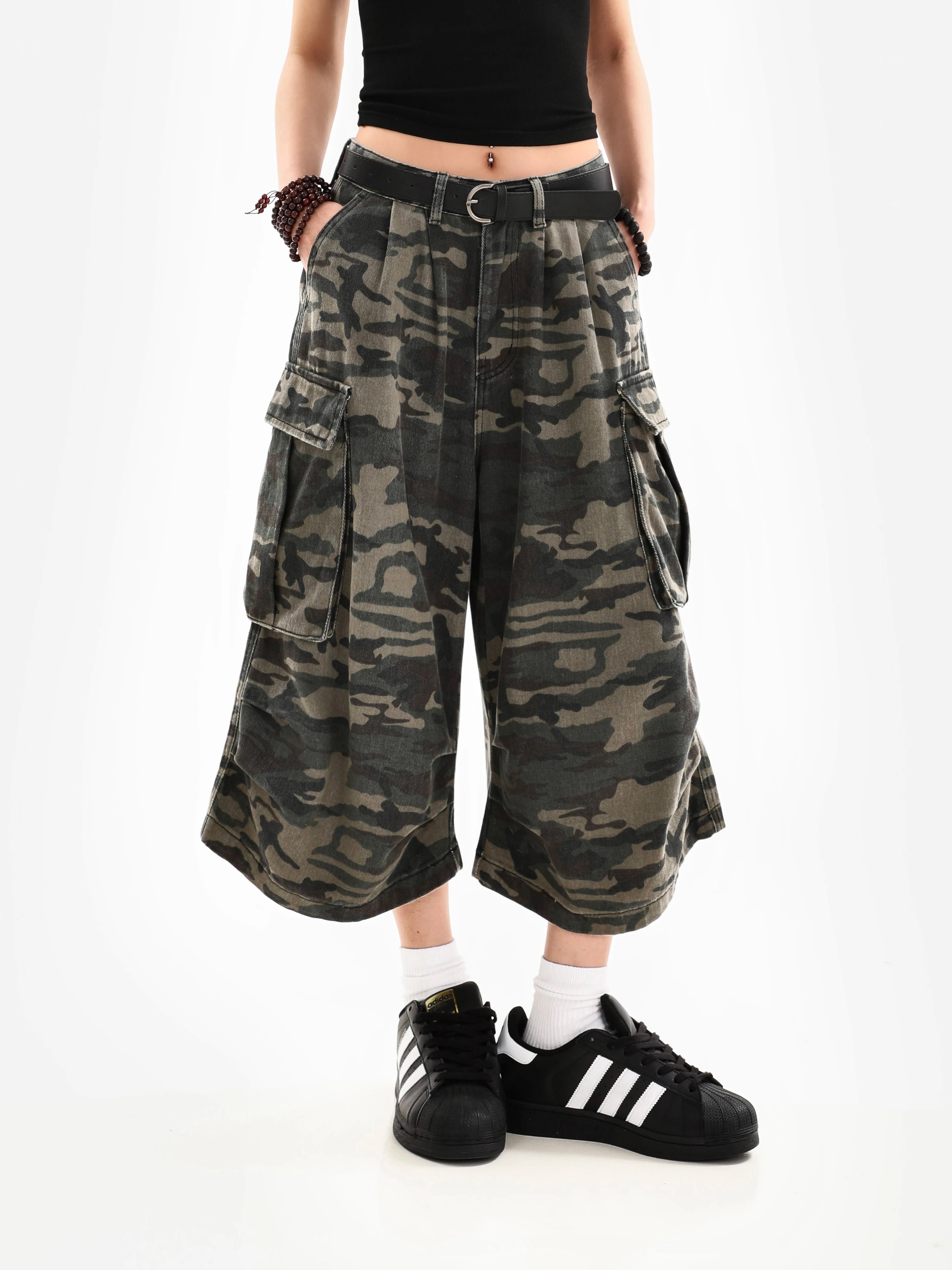Pantaloni Cargo Camuflaj Unisex — Pantaloni Scurți & Lungi, Street Style, Vară
