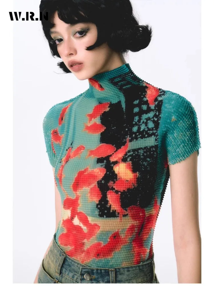 Tricou Bodycon Tie Dye pentru Femei — Model Colorat