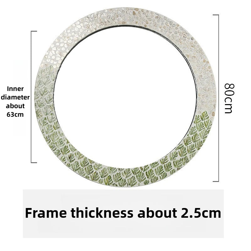 Oglindă Decorativă Rotundă — Stil Nordic din Scoică Naturală & MDF pentru Baie & Living