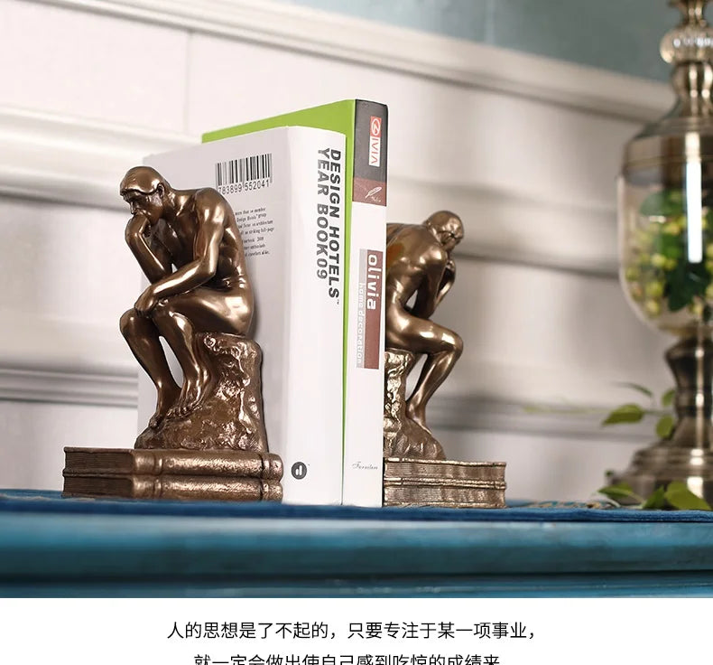 Sculptură Decorativă "Gânditorul" în Stil Rodin — Figurină din Rășină pentru Living și Birou