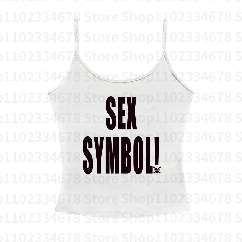 Maiou Slim cu Imprimeu Litere - Spate Gol, Stil Camisole