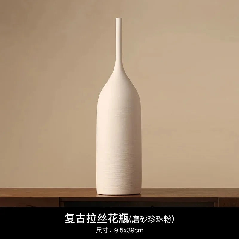 Vază Ceramică Handmade — Stil Retro Wabi-Sabi din Porțelan Alb pentru Living & Decor