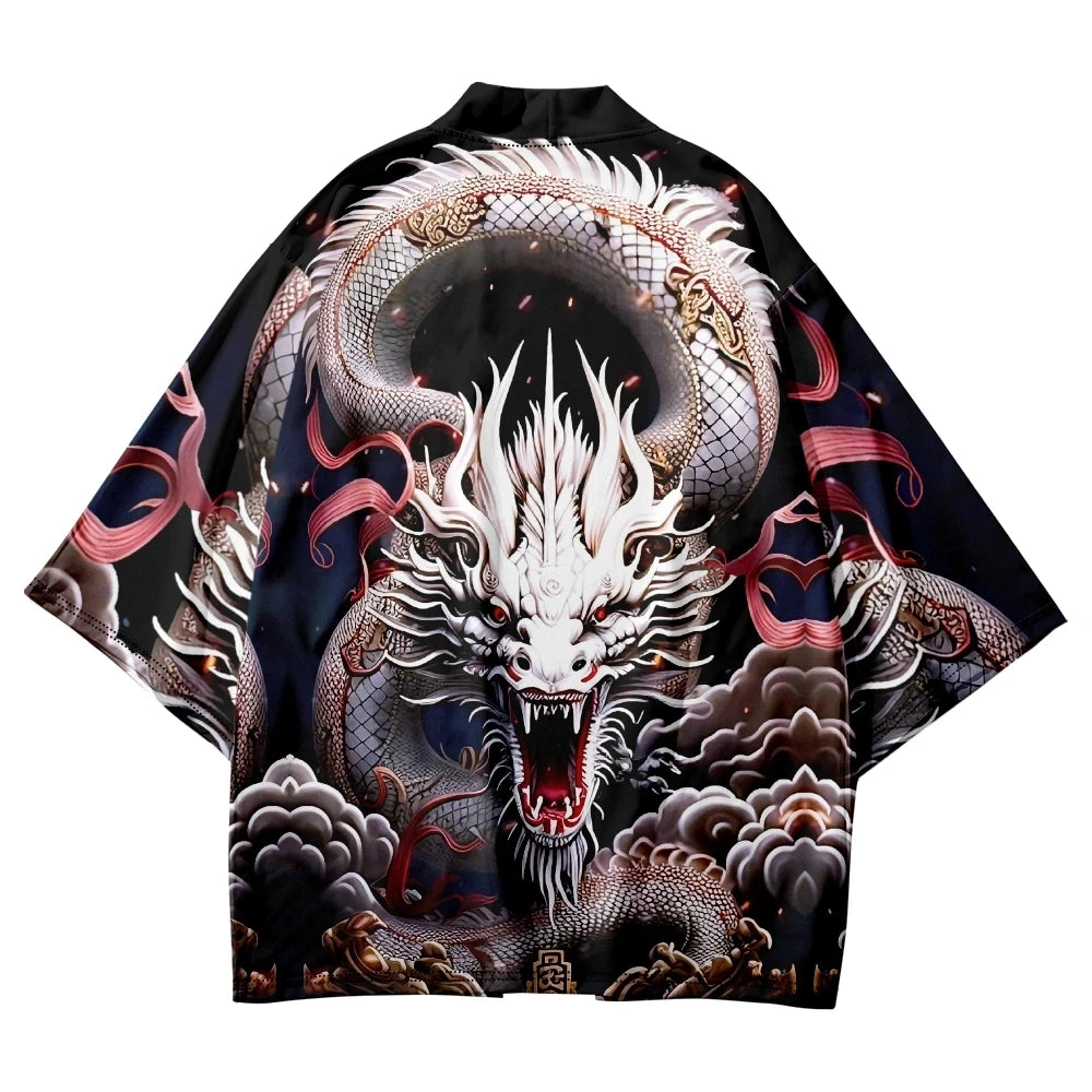 Kimono Cardigan Bărbați — Stil Samurai & Anime Dragon, Yukata Japonez, Vară