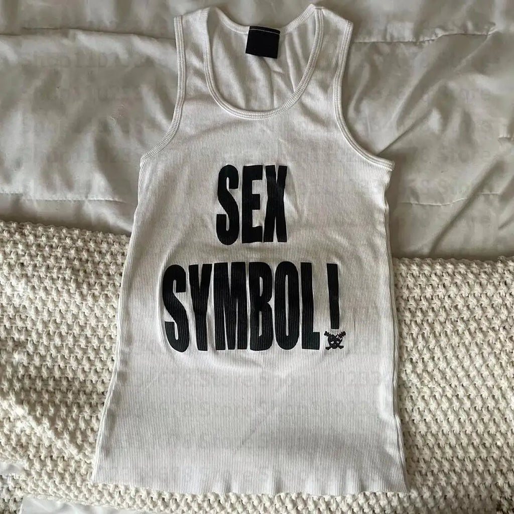 Maiou Slim cu Imprimeu Litere - Spate Gol, Stil Camisole