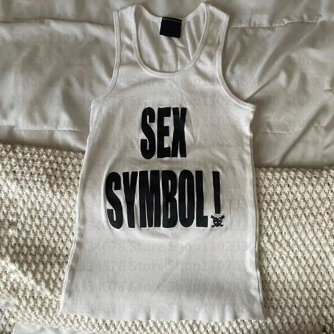 Maiou Slim cu Imprimeu Litere - Spate Gol, Stil Camisole