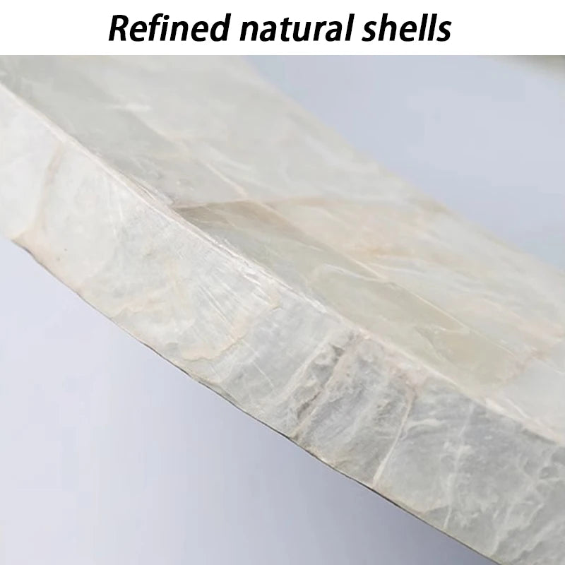 Oglindă Decorativă Rotundă — Stil Nordic din Scoică Naturală & MDF pentru Baie & Living