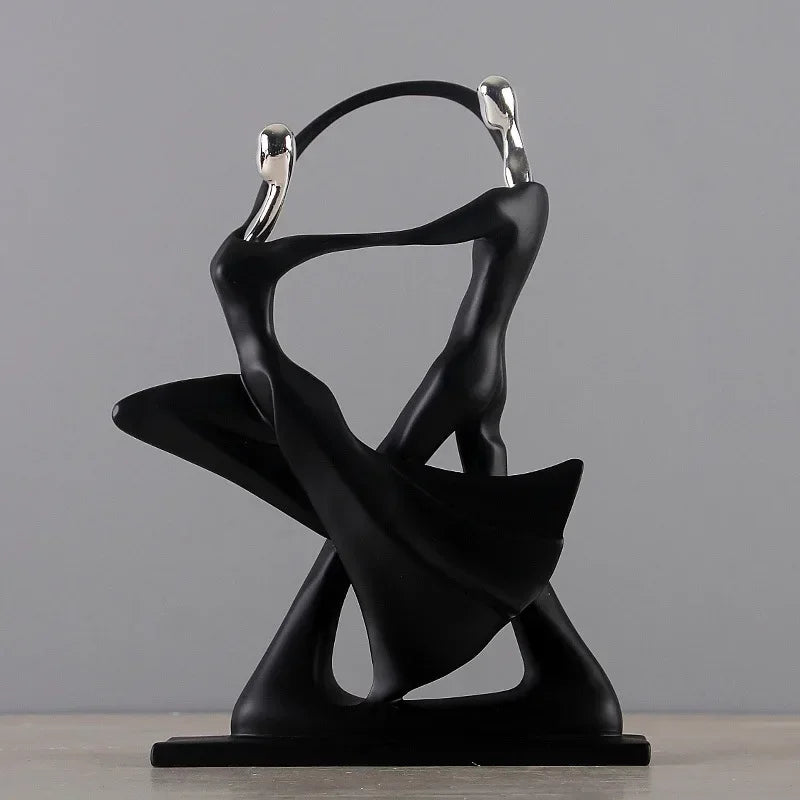 Figurină Decorativă Cuplu Dansator — Sculptură Nordică din Rășină pentru Living & Cadou