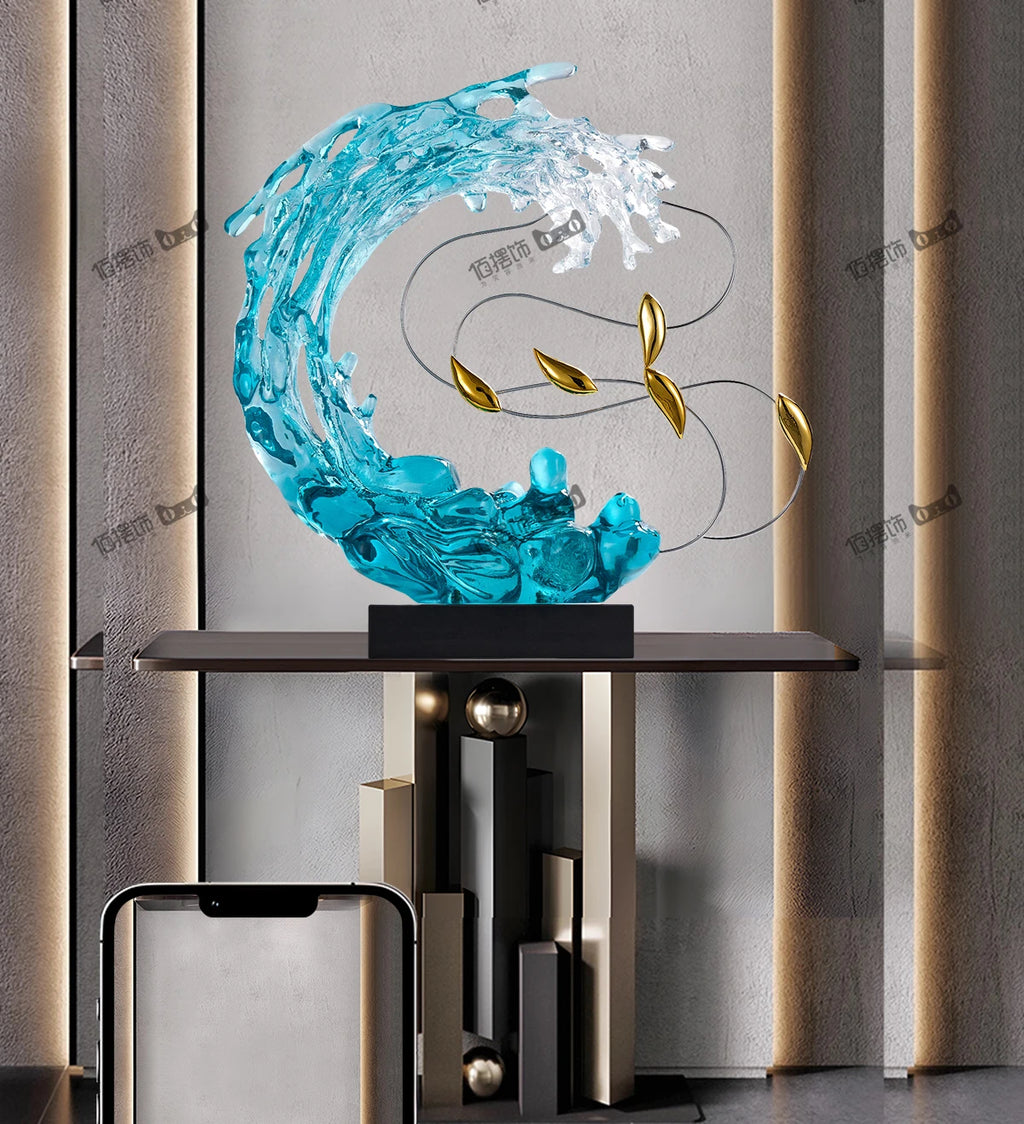 Sculptură Decorativă Abstractă din Rășină — Decor Luxury pentru Living, Vilă și Birou