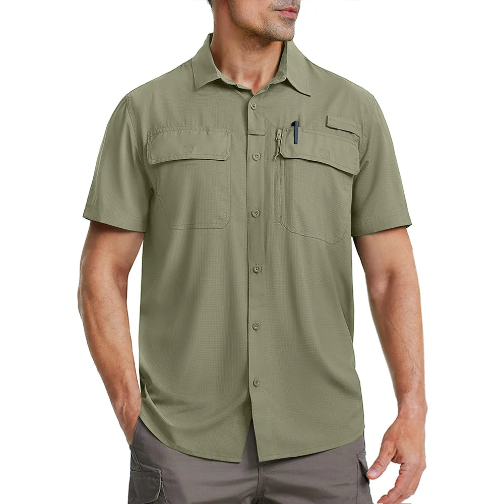 Tricou cu Mânecă Scurtă TACVASEN UPF 50+ pentru Bărbați — Uscare Rapidă