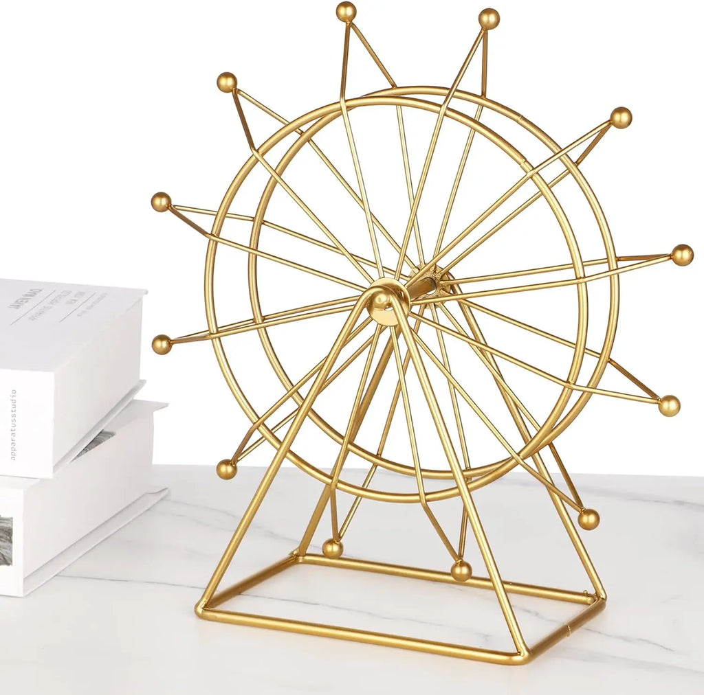 Roată Panoramică Decorativă din Metal — Decor Auriu sau Negru pentru Raft și Living