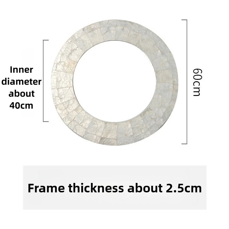Oglindă Decorativă Rotundă — Stil Nordic din Scoică Naturală & MDF pentru Baie & Living