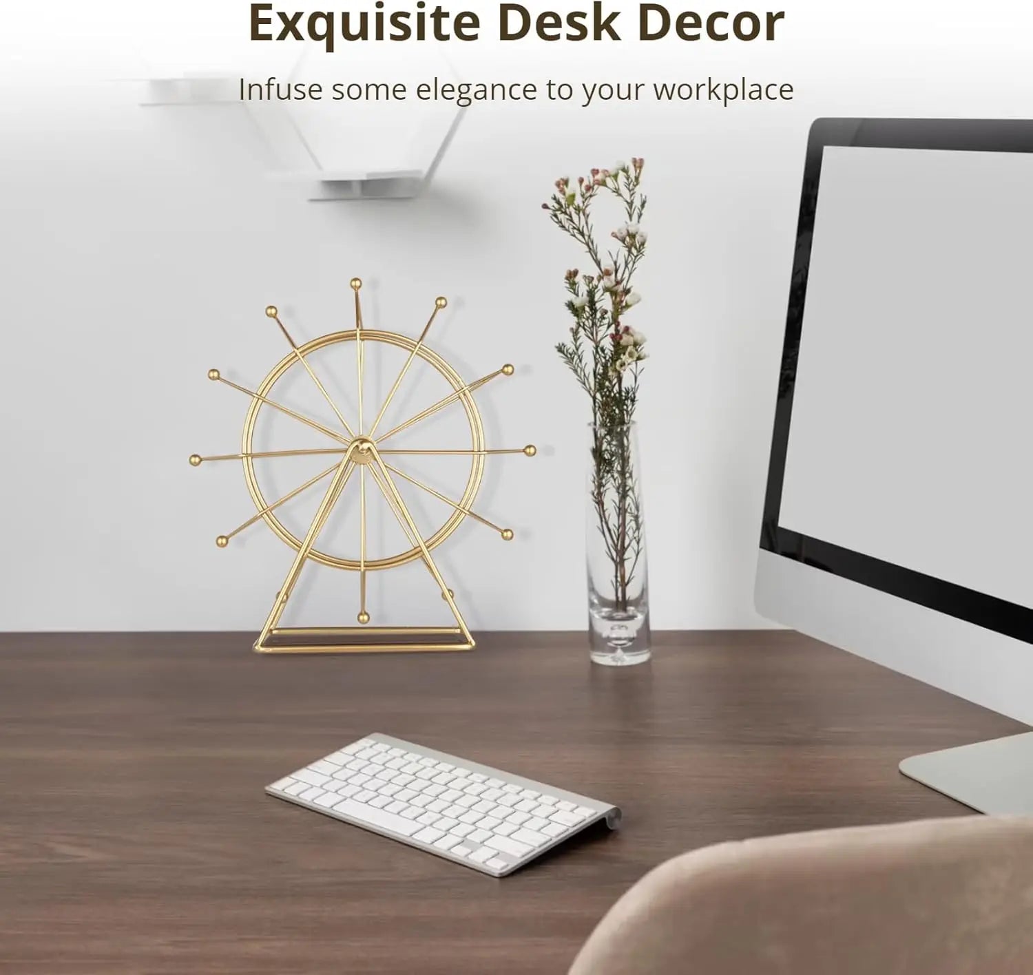 Roată Panoramică Decorativă din Metal — Decor Auriu sau Negru pentru Raft și Living