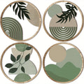 Set 4 Piese Decorative Perete Boho — Artă Geometrică din Lemn pentru Dormitor & Living