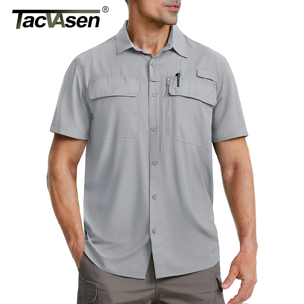 Tricou cu Mânecă Scurtă TACVASEN UPF 50+ pentru Bărbați — Uscare Rapidă