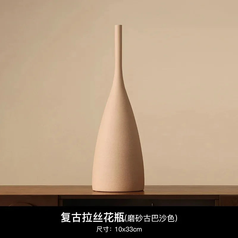 Vază Ceramică Handmade — Stil Retro Wabi-Sabi din Porțelan Alb pentru Living & Decor