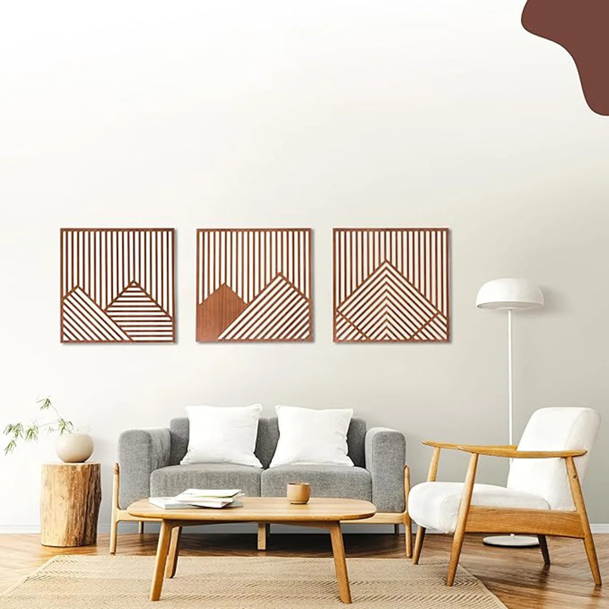 Set 3 Plăci Decorative din Lemn pentru Perete — Stil Pastoral, Living, Dormitor, Birou