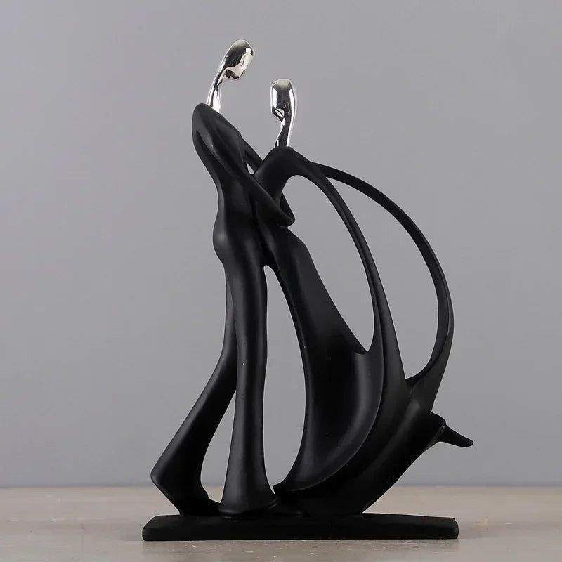 Figurină Decorativă Cuplu Dansator — Sculptură Nordică din Rășină pentru Living & Cadou