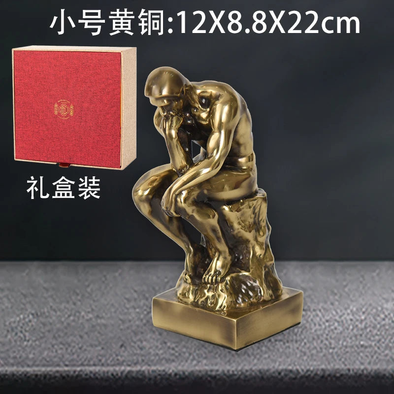 Sculptură Decorativă "Gânditorul" în Stil Rodin — Figurină din Rășină pentru Living și Birou