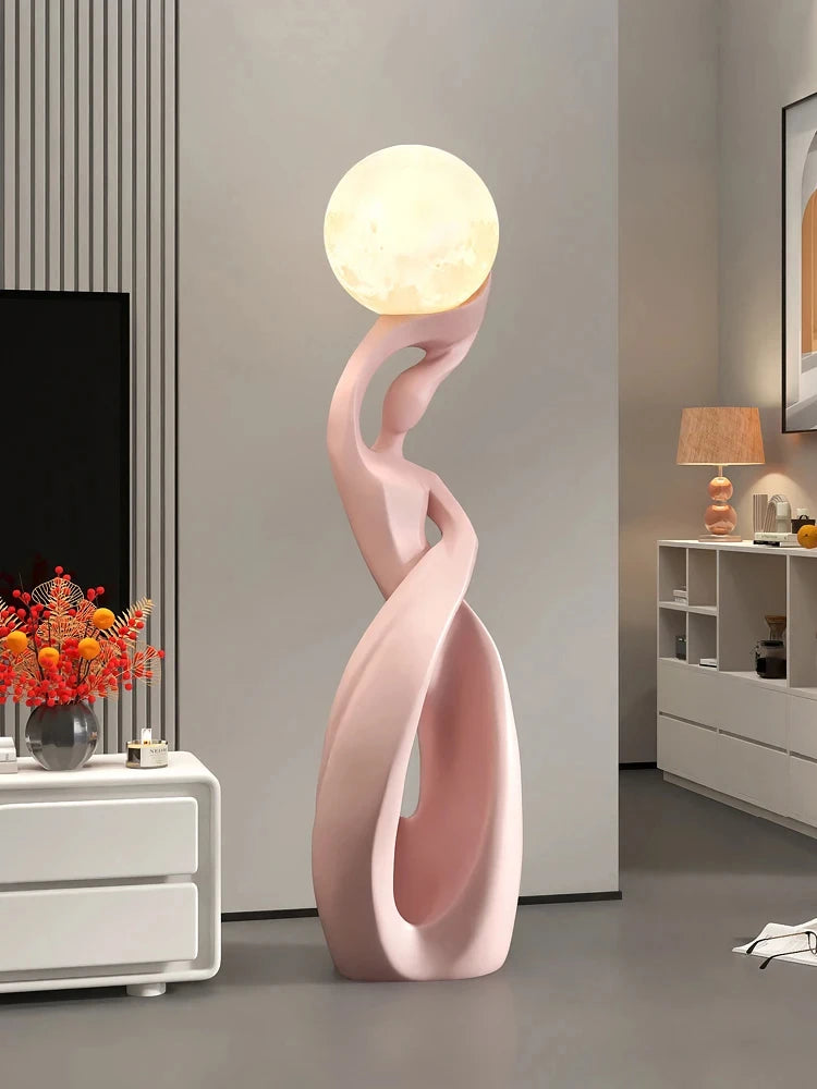 Statuie Decorativă Luminoasă — Sculptură Abstractă Nordică din Rășină pentru Living & Podea
