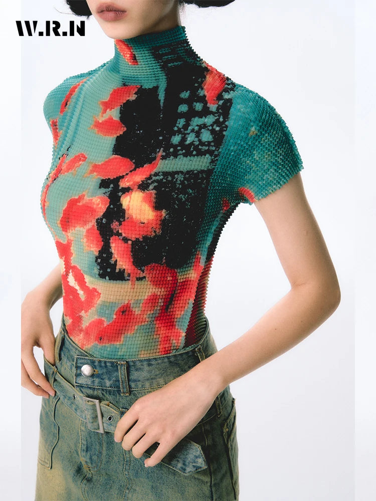 Tricou Bodycon Tie Dye pentru Femei — Model Colorat