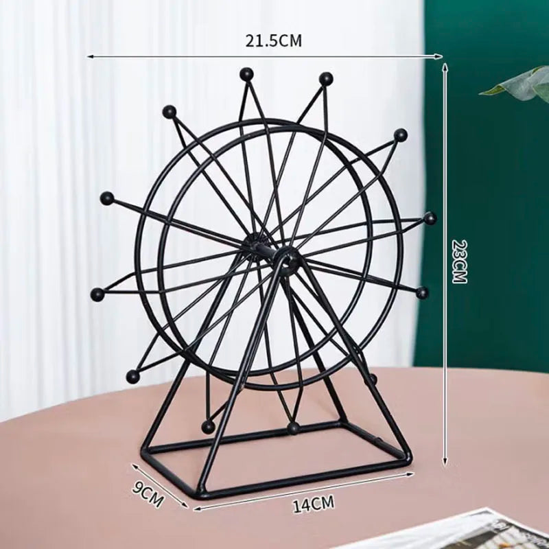 Roată Panoramică Decorativă din Metal — Decor Auriu sau Negru pentru Raft și Living