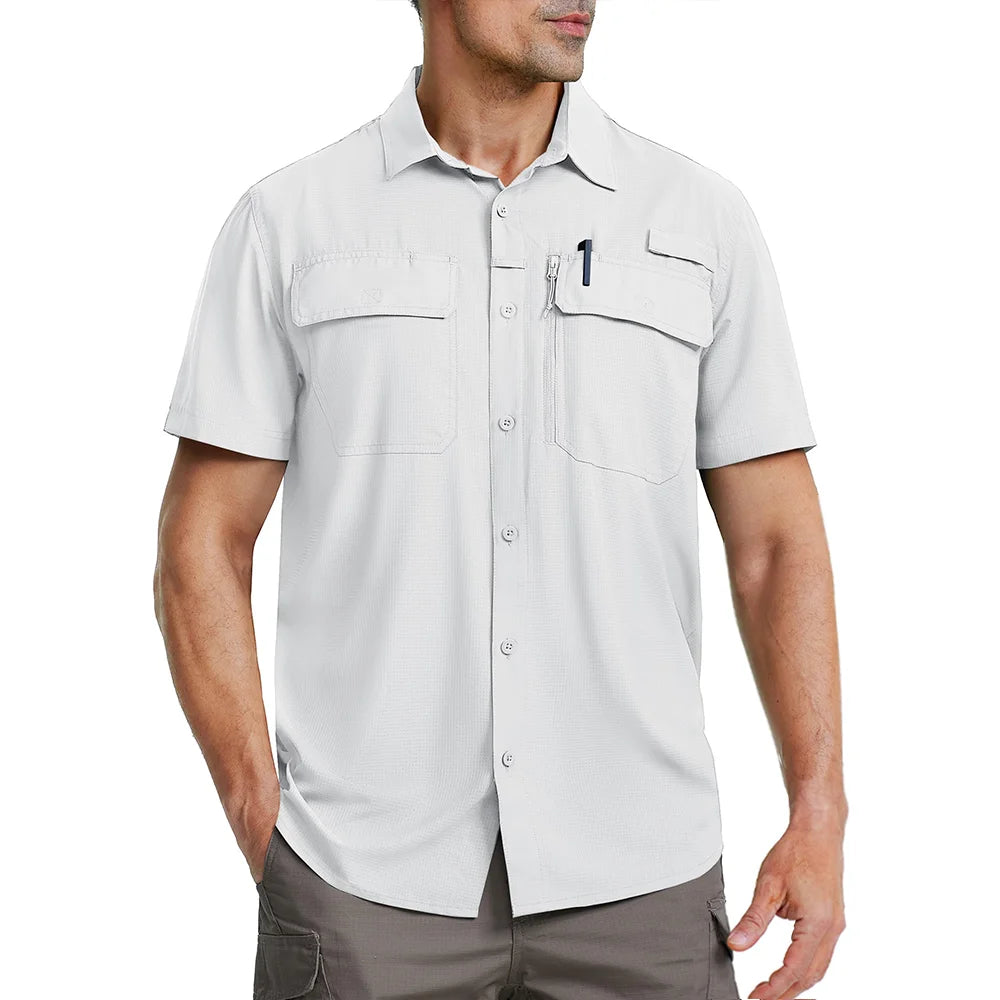 Tricou cu Mânecă Scurtă TACVASEN UPF 50+ pentru Bărbați — Uscare Rapidă