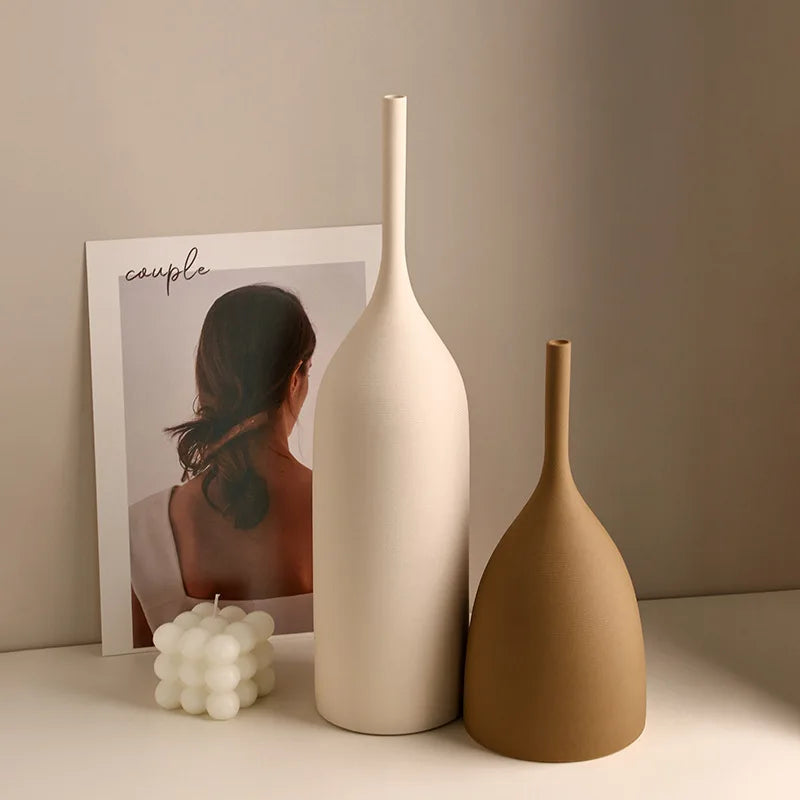 Vază Ceramică Handmade — Stil Retro Wabi-Sabi din Porțelan Alb pentru Living & Decor