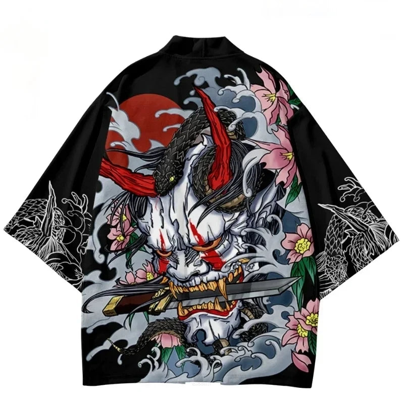 Kimono Cardigan Bărbați — Stil Samurai & Anime Dragon, Yukata Japonez, Vară