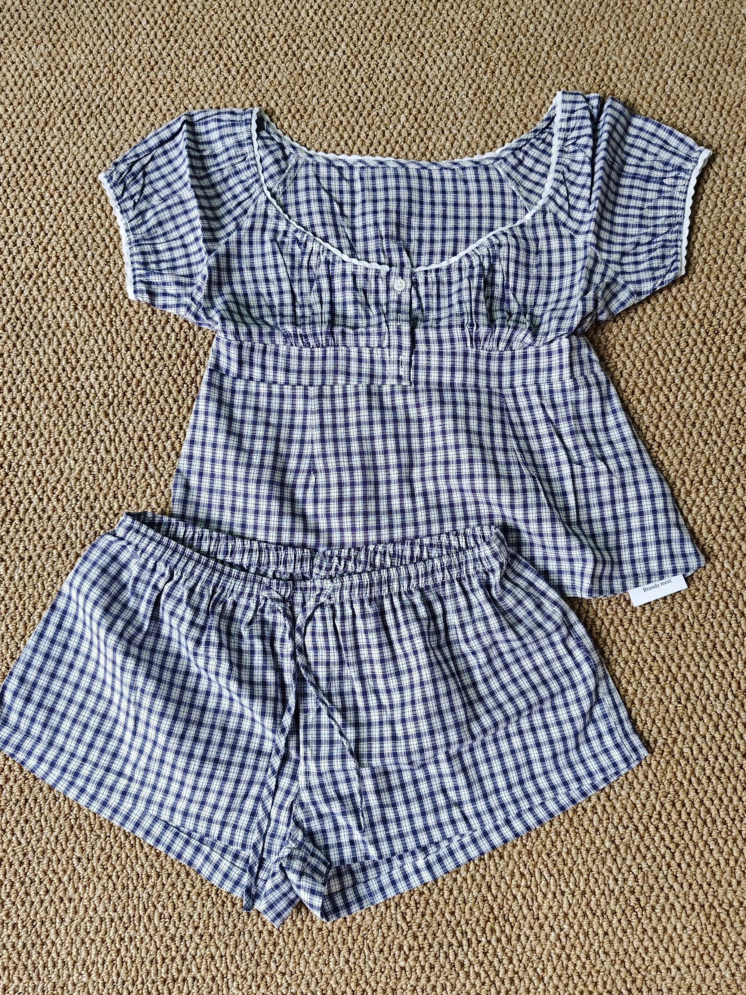 Set Damă 2 Piese - Bluză Carouri Roșii + Pantaloni Scurți