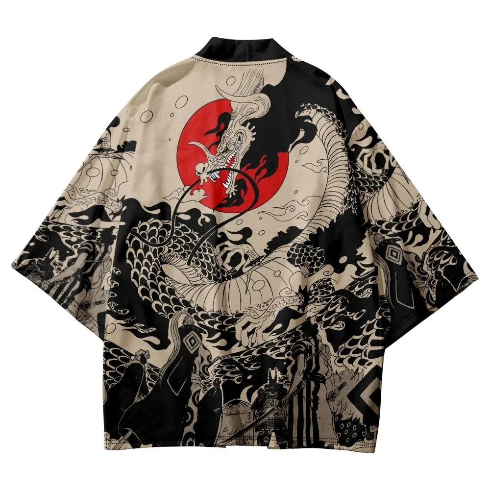 Kimono Cardigan Bărbați — Stil Samurai & Anime Dragon, Yukata Japonez, Vară