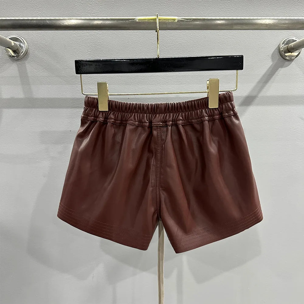 Short din Piele PU pentru Femei — Buzunare, Versatil, Negru & Maro