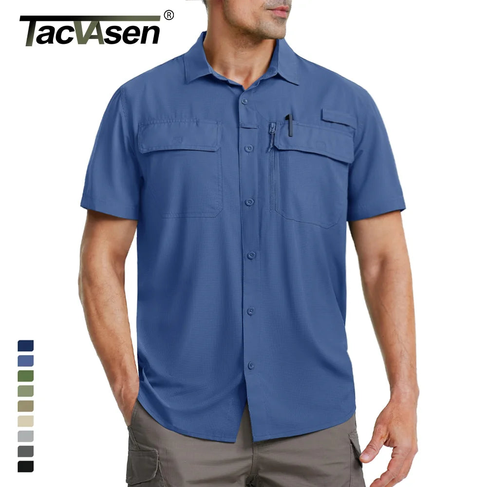 Tricou cu Mânecă Scurtă TACVASEN UPF 50+ pentru Bărbați — Uscare Rapidă