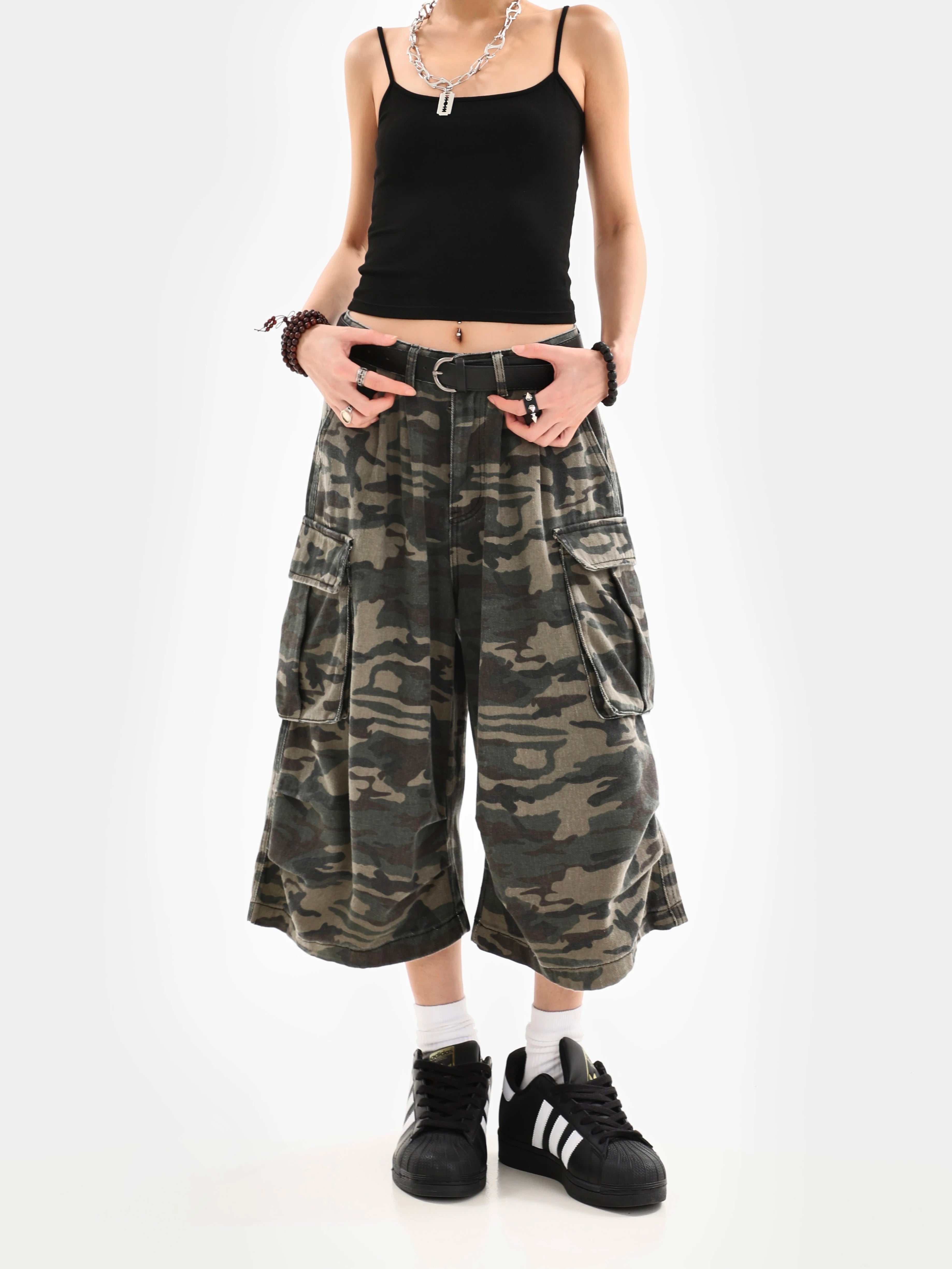 Pantaloni Cargo Camuflaj Unisex — Pantaloni Scurți & Lungi, Street Style, Vară