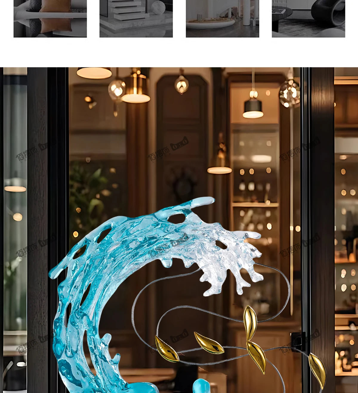 Sculptură Decorativă Abstractă din Rășină — Decor Luxury pentru Living, Vilă și Birou