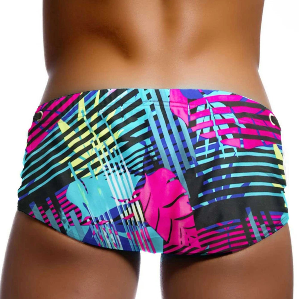 Boxer de Baie Bărbați cu Print Frunze — Brazilian Cut