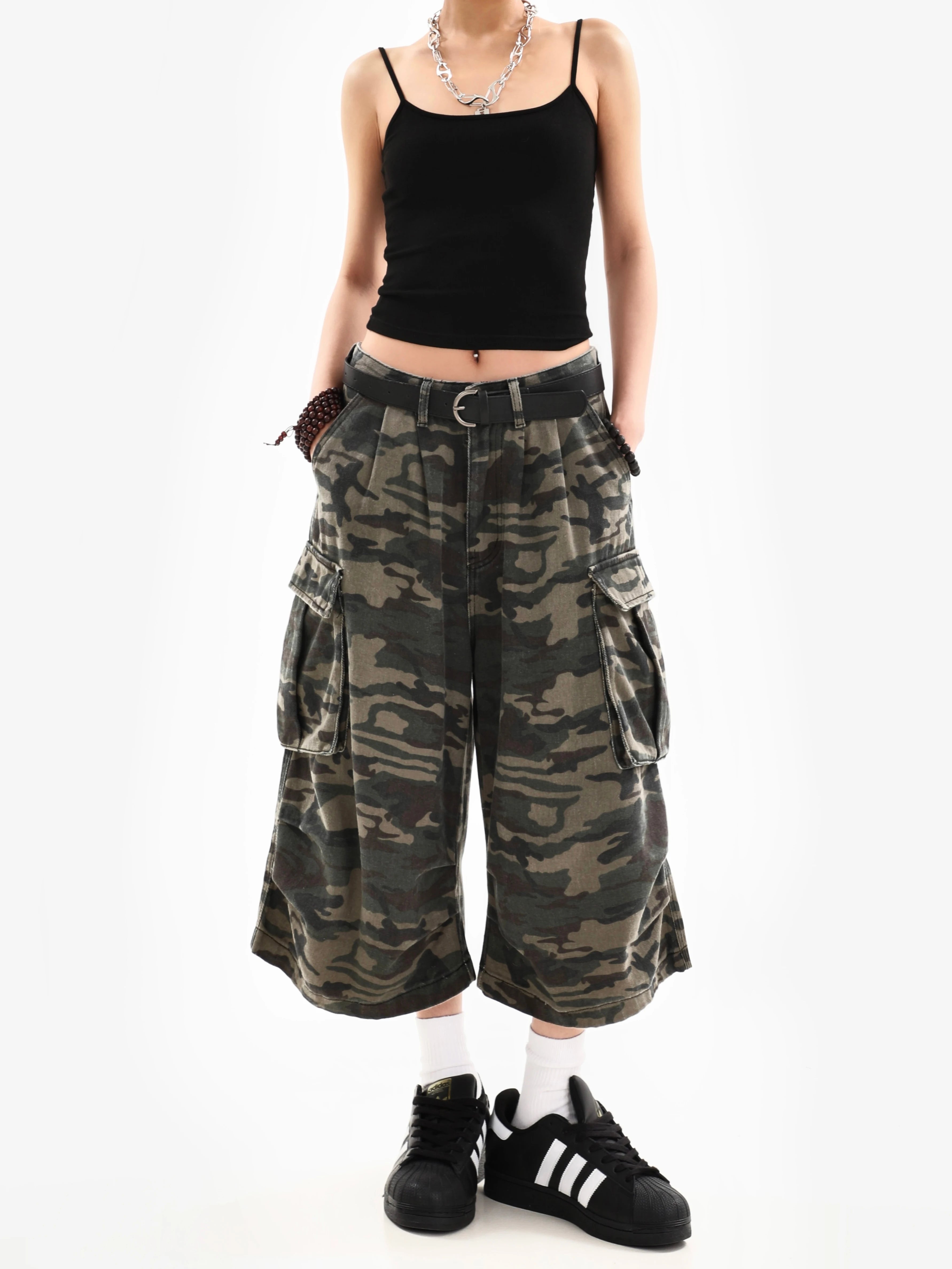 Pantaloni Cargo Camuflaj Unisex — Pantaloni Scurți & Lungi, Street Style, Vară