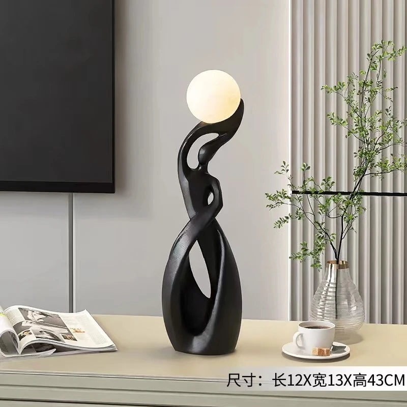 Statuie Decorativă Luminoasă — Sculptură Abstractă Nordică din Rășină pentru Living & Podea
