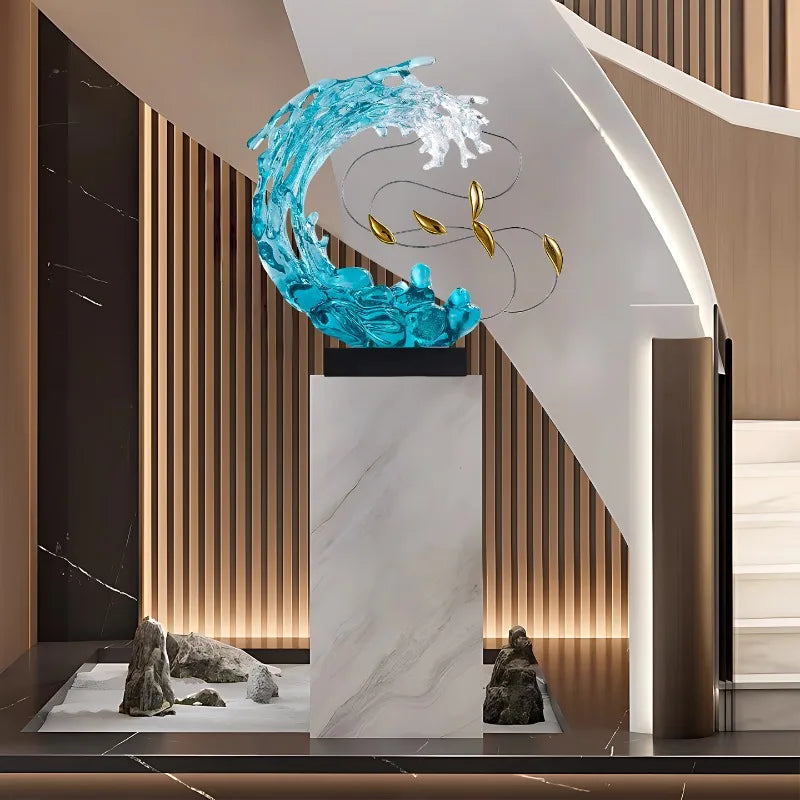 Sculptură Decorativă Abstractă din Rășină — Decor Luxury pentru Living, Vilă și Birou