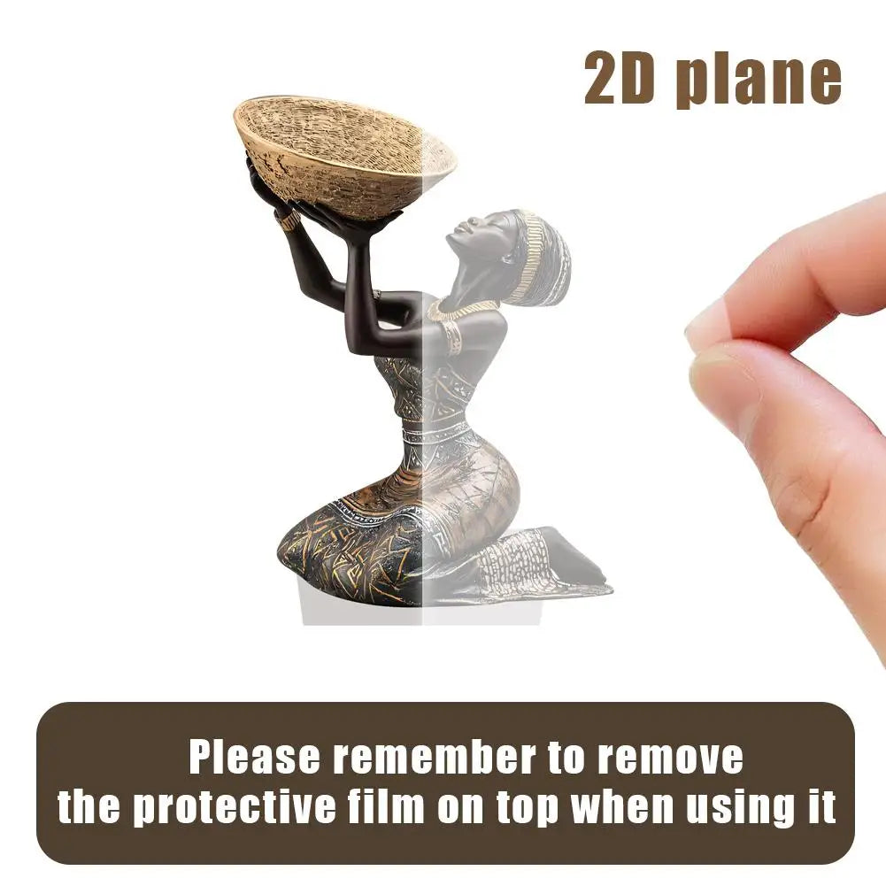 Figurină Decorativă 2D Femeie Africană — Sculptură Acrilică Vintage pentru Birou & Living