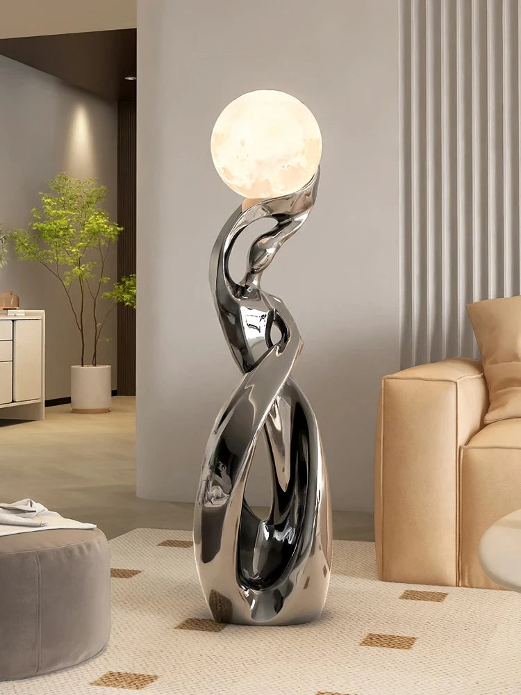 Statuie Decorativă Luminoasă — Sculptură Abstractă Nordică din Rășină pentru Living & Podea