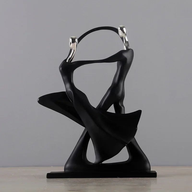 Figurină Decorativă Cuplu Dansator — Sculptură Nordică din Rășină pentru Living & Cadou