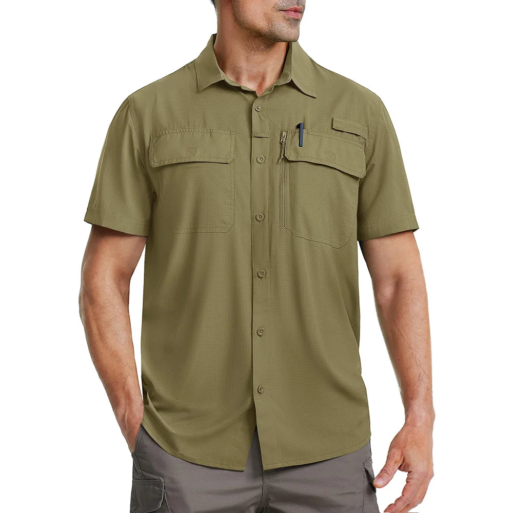 Tricou cu Mânecă Scurtă TACVASEN UPF 50+ pentru Bărbați — Uscare Rapidă