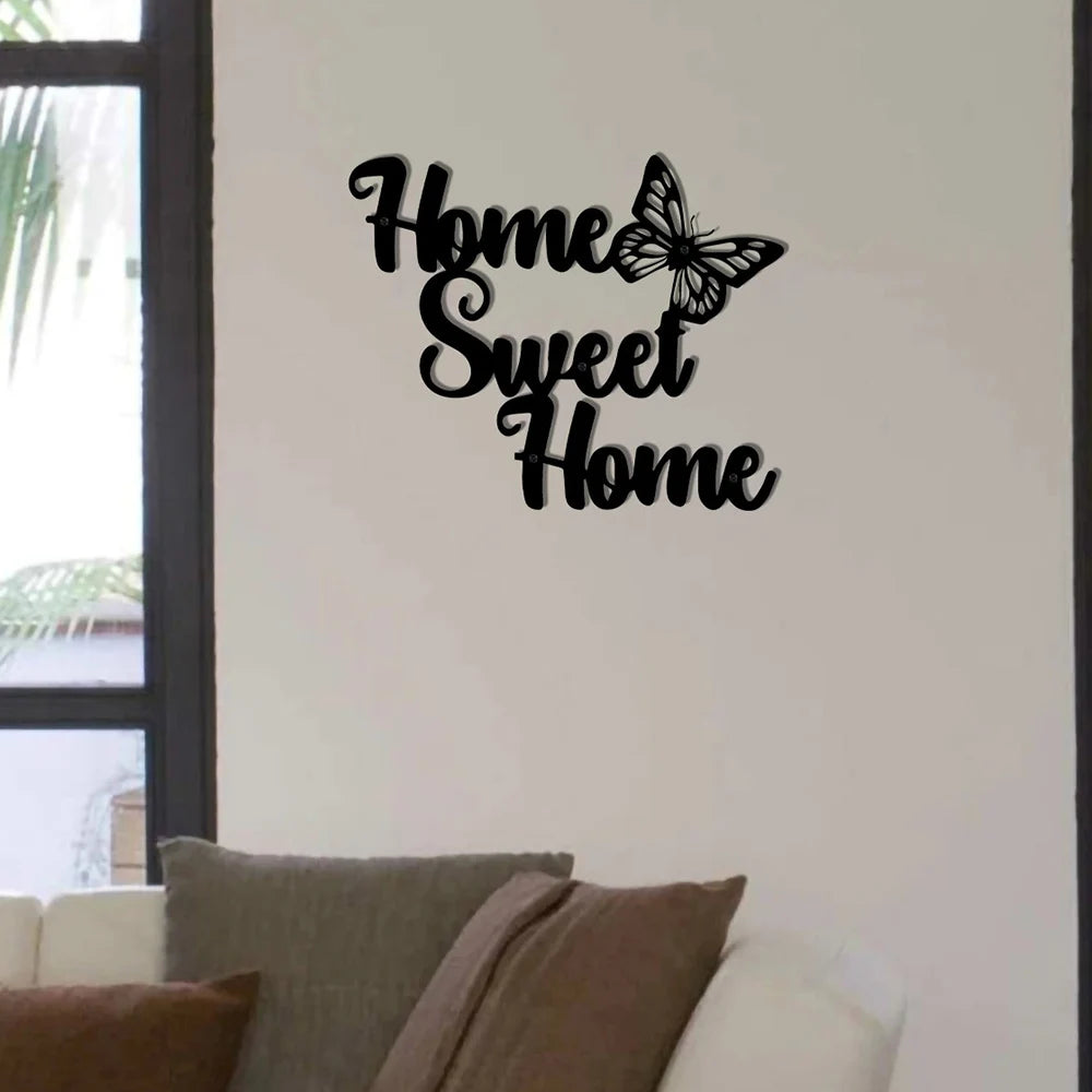 Semn Decorativ Metalic "Home Sweet Home" — Ornament de Perete Rustic pentru Living și Hol