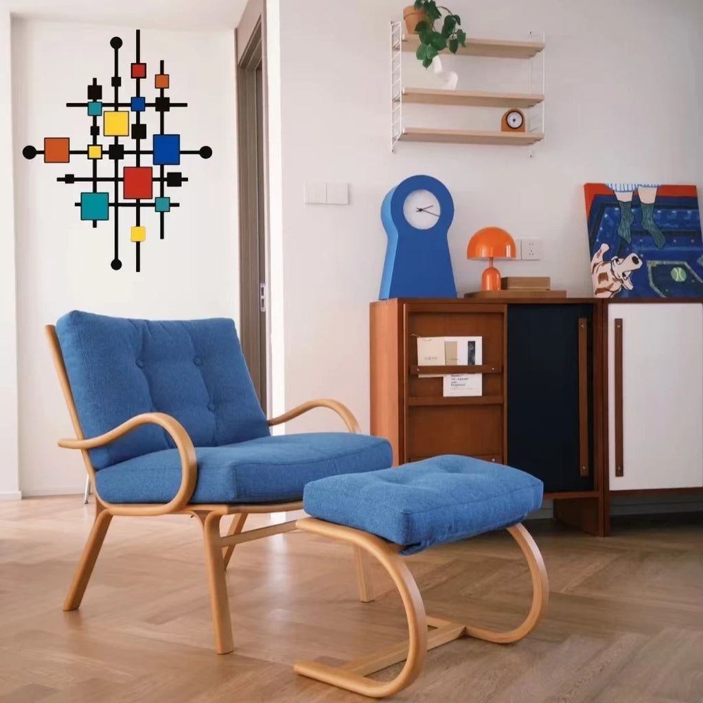Tablou Metalic Mare pentru Perete — Model Geometric Abstract Multicolor, Interior și Exterior