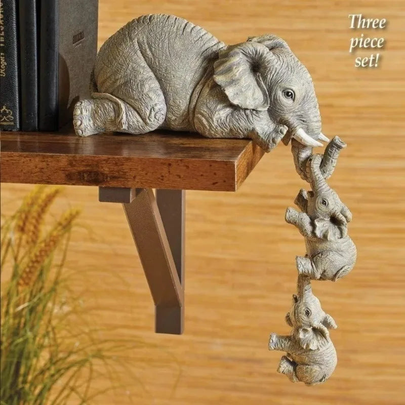 Set 3 Elefanți Decorativi din Rășină — Figurine Handmade pentru Living & Cadou