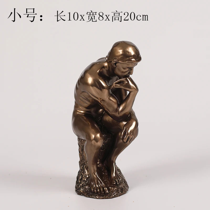 Sculptură Decorativă "Gânditorul" în Stil Rodin — Figurină din Rășină pentru Living și Birou