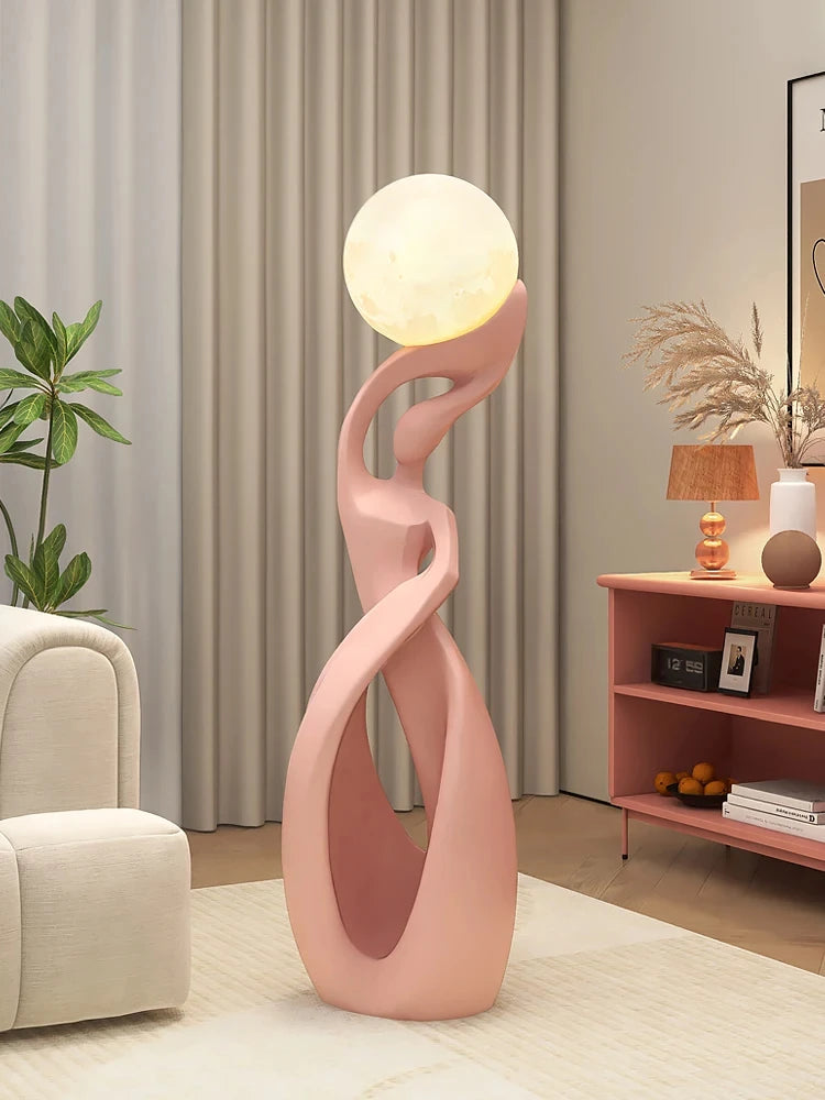 Statuie Decorativă Luminoasă — Sculptură Abstractă Nordică din Rășină pentru Living & Podea
