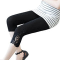 Colanți Cropped Damă cu Dantelă Brodată — Elasticți, Slim Fit, Vară
