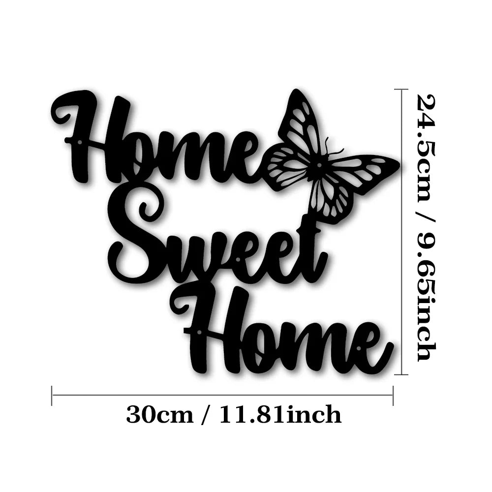 Semn Decorativ Metalic "Home Sweet Home" — Ornament de Perete Rustic pentru Living și Hol